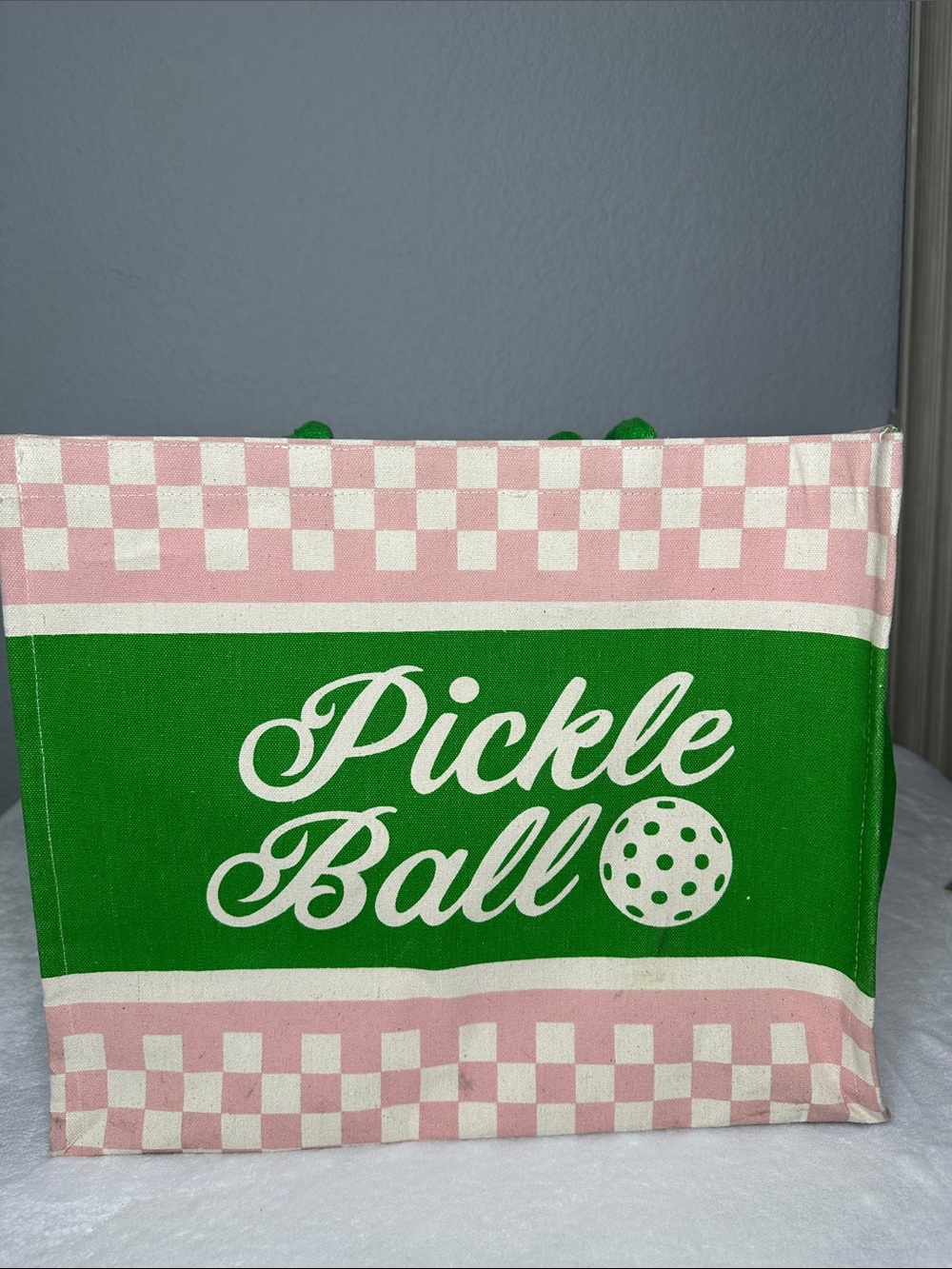 Pickle Ball Tote Bag in Green and Pink